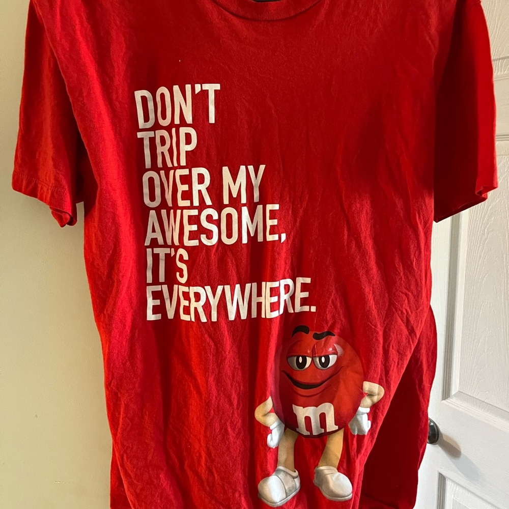 M&M shirt.